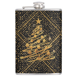 Petaca Modern, Chrismas Tree, Black Gold Cross Pattern 