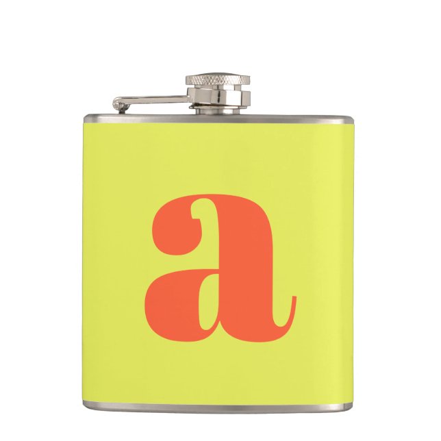 Petaca Modern Monogram Initial Letter Chartreuse Wedding (Anverso)