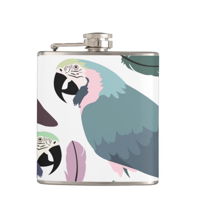 Petaca Modern Parrots Tropical Pattern  (Anverso)