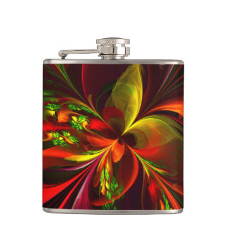Petaca Modern Red Green Floral Abstract Art Pattern #05