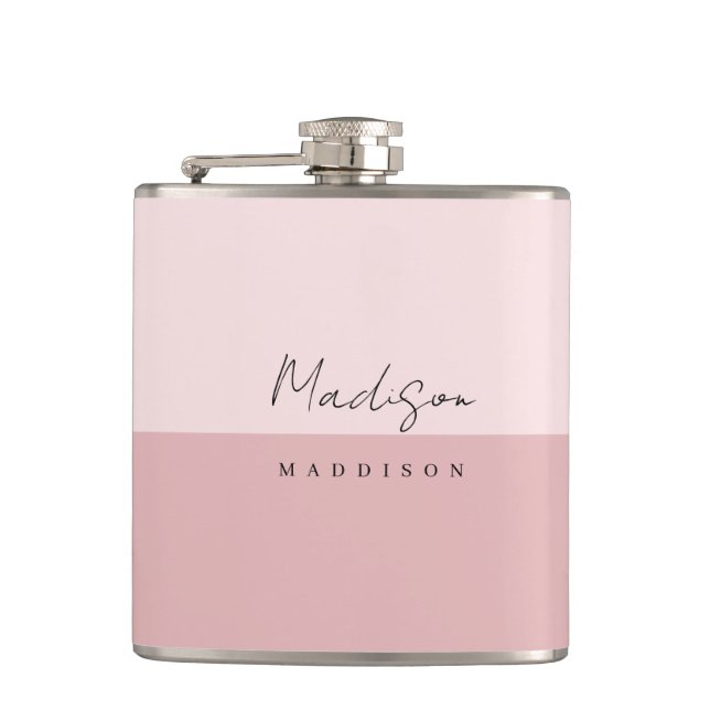 Petaca Moderna, Elegante, Girly Rubor Pink Vintage (Anverso)