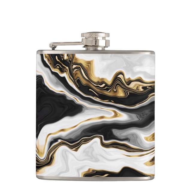 Petaca Moderna estética de pintura de mármol dorado (Anverso)