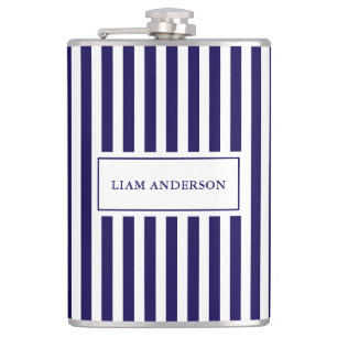 Petaca Moderna marina personalizada y con rayas verticale