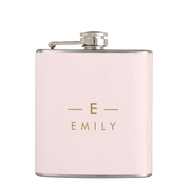 Petaca Moderne Minimaliste Rose Personnalisée (Anverso)