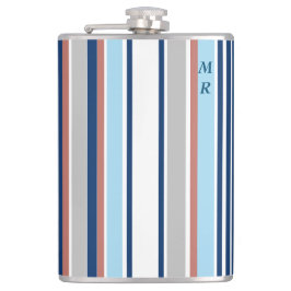 Petaca Moderno Blue White Gray Red Stripes Monograma