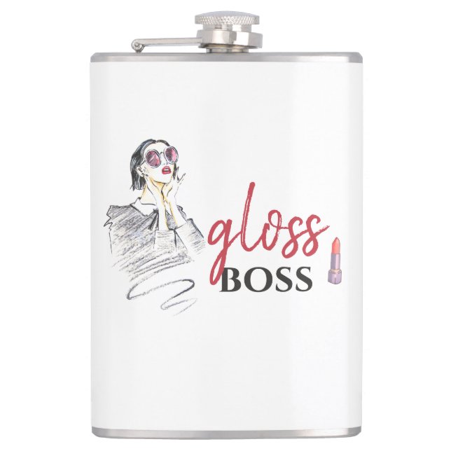 Petaca Moderno Gloss Boss Chica Black Red Funny Art (Anverso)
