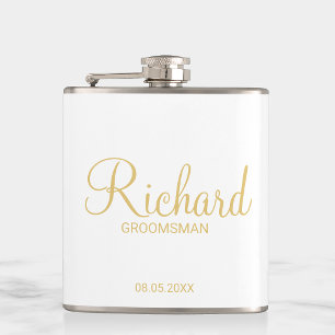 Petaca Moderno guión Gold Personalizado Groomsman