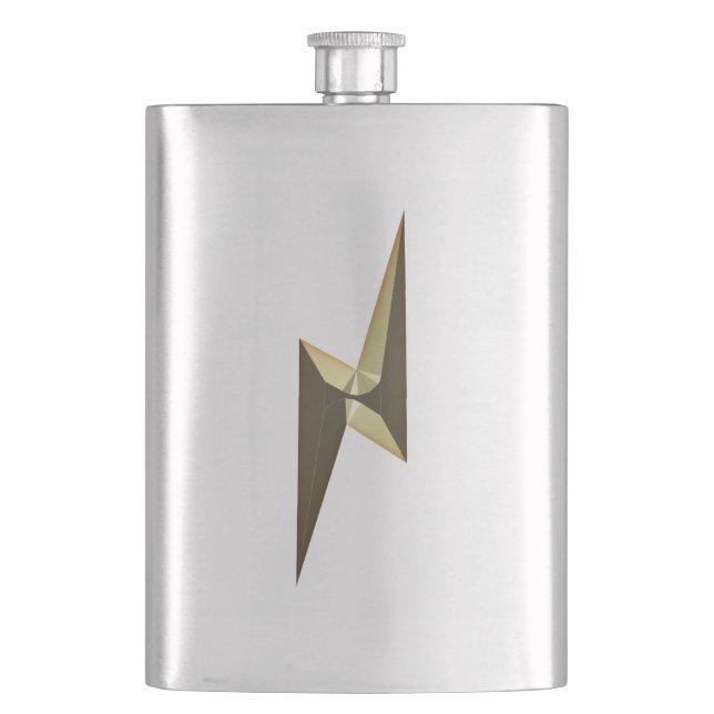 Petaca Moderno símbolo de relámpago dorado fresco (Anverso)