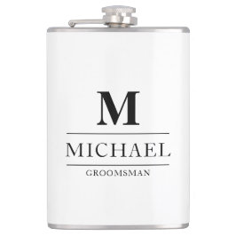 Petaca Moderno y elegante Groomsmen Regalos Monograma Mej