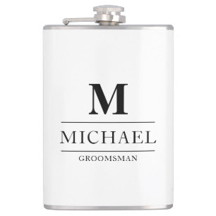 Petaca Moderno y elegante Groomsmen Regalos Monograma Mej