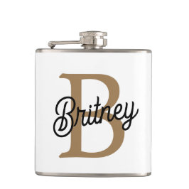 Petaca Moderno y elegante nombre de monograma Black Gold