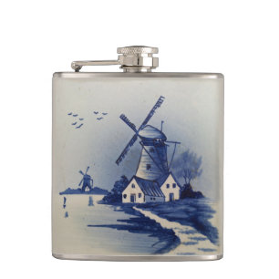 Petaca Molino de viento azul vintage Delft