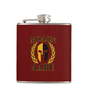 Petaca Molon Labe Spartan Helmet Laurels Black