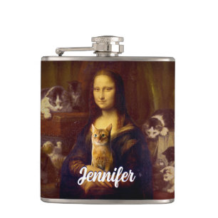 Petaca Mona Lisa y su gato