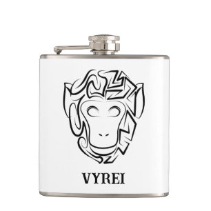 Petaca Mono tribal blanco y negro