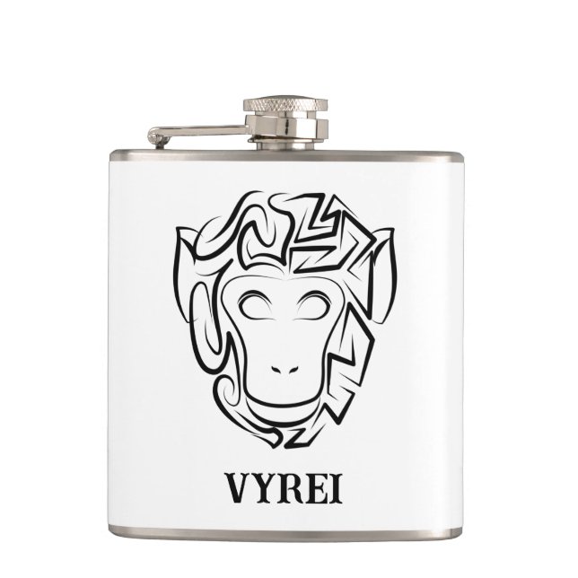 Petaca Mono tribal blanco y negro (Anverso)