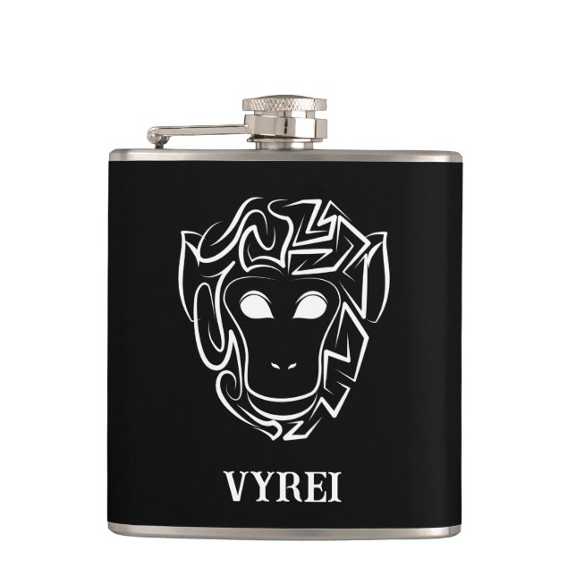 Petaca Mono tribal blanco y negro (Anverso)