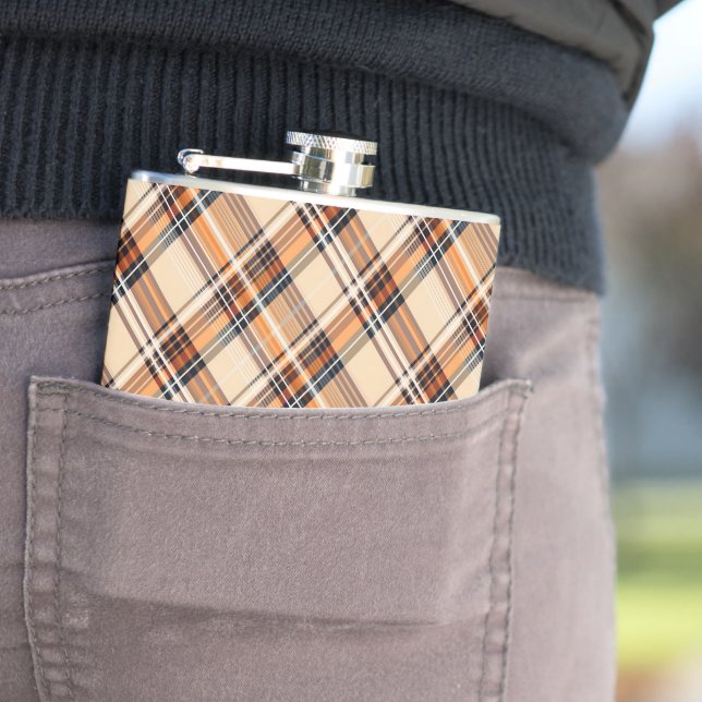 Petaca Monogram, Diagonal Plaid Vinyl Wrapped Hip Flask (In Situ)