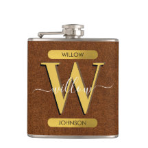 Monograma antiguo de cuero falso y oro