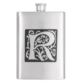 Petaca Monograma antiguo medieval elegante de la letra R