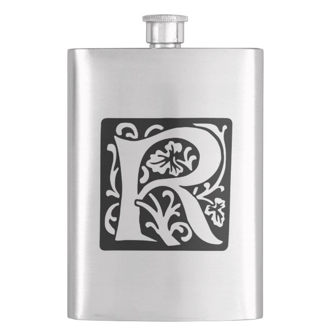 Petaca Monograma antiguo medieval elegante de la letra R (Anverso)