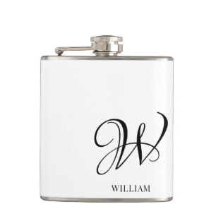 Petaca Monograma blanco elegante personalizado inicial