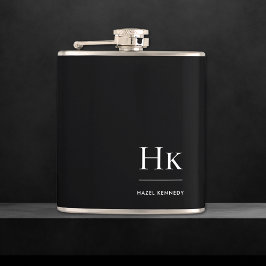 Petaca Monograma blanco negro personalizado