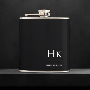 Petaca Monograma blanco negro personalizado