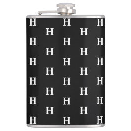 Petaca Monograma blanco negro simple y elegante monograma