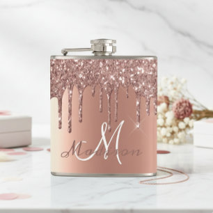 Petaca Monograma Brillo de Oro Rosa con Goteos Femenino B