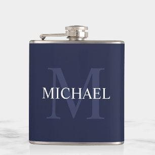 Petaca Monograma clásico personalizado y azul de la mari