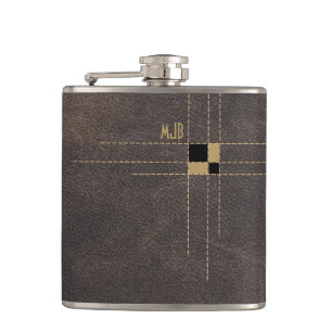 Petaca Monograma con clase de cuero con título