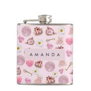 Petaca Monograma Coquette Personalizada Luna Rosa Feminin