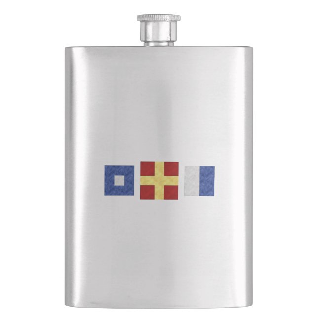 Petaca Monograma de bandera de señal marítima acuática ná (Anverso)