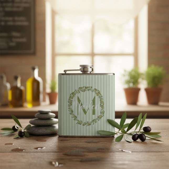 Petaca Monograma de Corona de Olivo Personalizada (Subido por el creador)