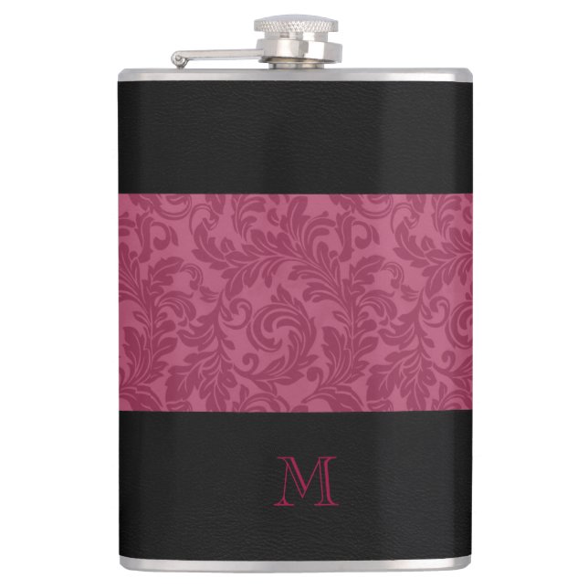 Petaca Monograma de damascos de lujo de moda verde pálido (Anverso)