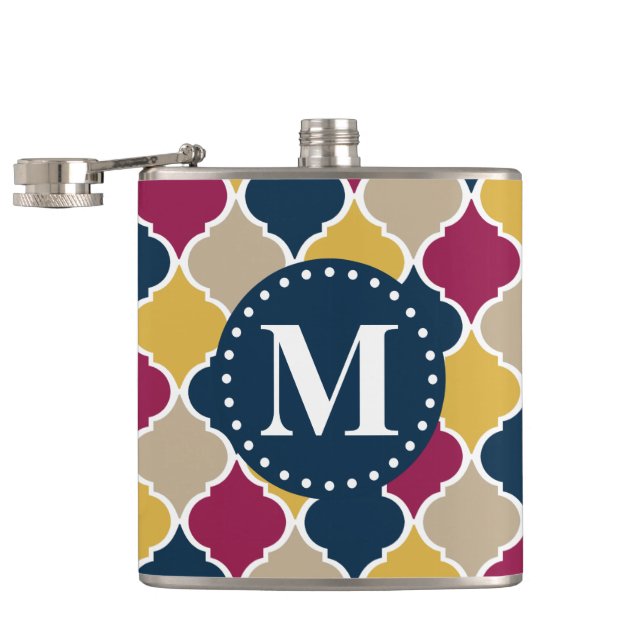 Petaca Monograma de entramado marroquí de la marina de Fu (Abierto)