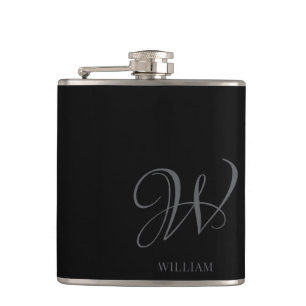 Petaca Monograma de gris negro personalizado inicial