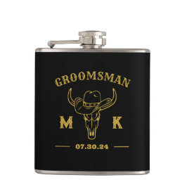 Petaca Monograma de Groomsmen Personalizado de Cowboy Occ