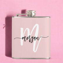 Monograma de letra script femenino bonito Rosa rub