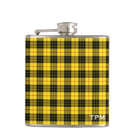 Petaca Monograma de MacLeod Clan Amarillo y Tartán Negro