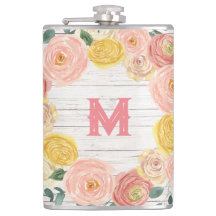 Monograma de maderas mayores Rosa y guirnalda de e