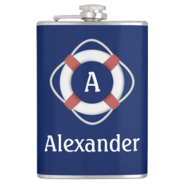 Petaca Monograma de Navy Blue Nautical Lifesaver