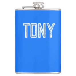 Petaca Monograma de nombre personalizado azul de neón sól