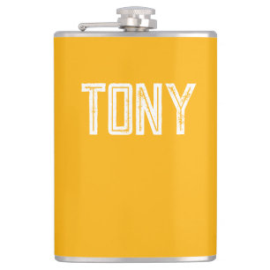 Petaca Monograma de nombre personalizado de Naranja brill