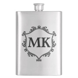 Petaca Monograma de nombres personalizados de escudo real