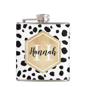 Petaca Monograma de oro del patrón Black White Spots