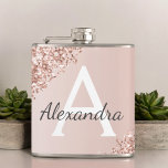 Petaca Monograma de oro rosa rosa y espuma Rubor<br><div class="desc">Esparkle Purpurina Rubor Rosa Gold Faux Ombre y Relieve metalizado metálico elegante Monograma. Esta máscara se puede personalizar para incluir su nombre inicial y su nombre. El Pan de Oro Rosa Rosa es perfecto para una celebración de 21,  30,  40,  50,  60 cumpleaños,  boda,  ducha de novia o soltera.</div>