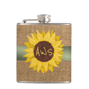 Petaca Monograma de Personalizado de girasol ruso