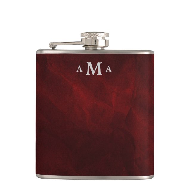 Petaca Monograma de plata roja (Anverso)
